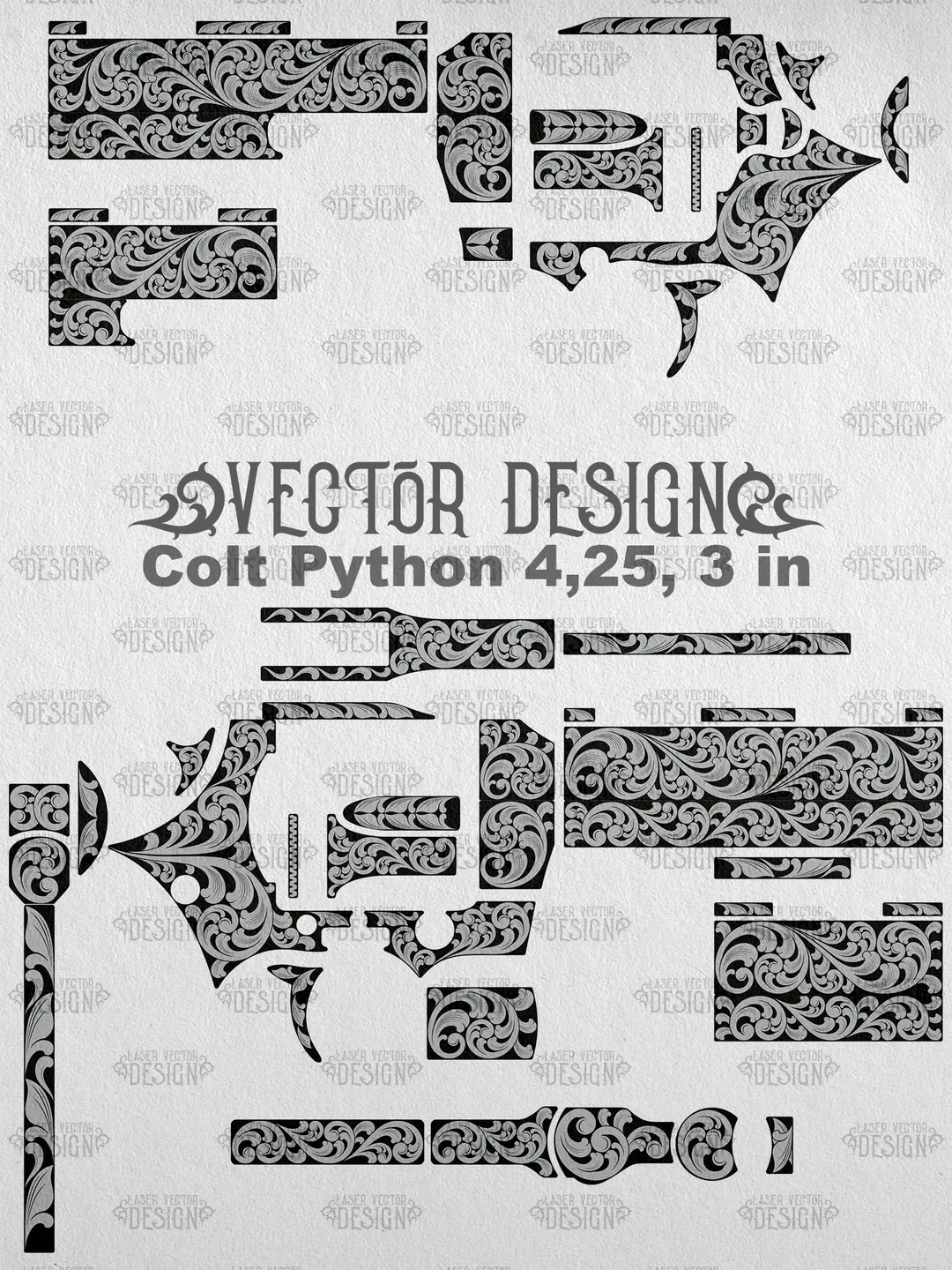 Simple Scroll Work On Colt Python VECTOR DESIGN Colt Python 4,25, 3 in Scroll