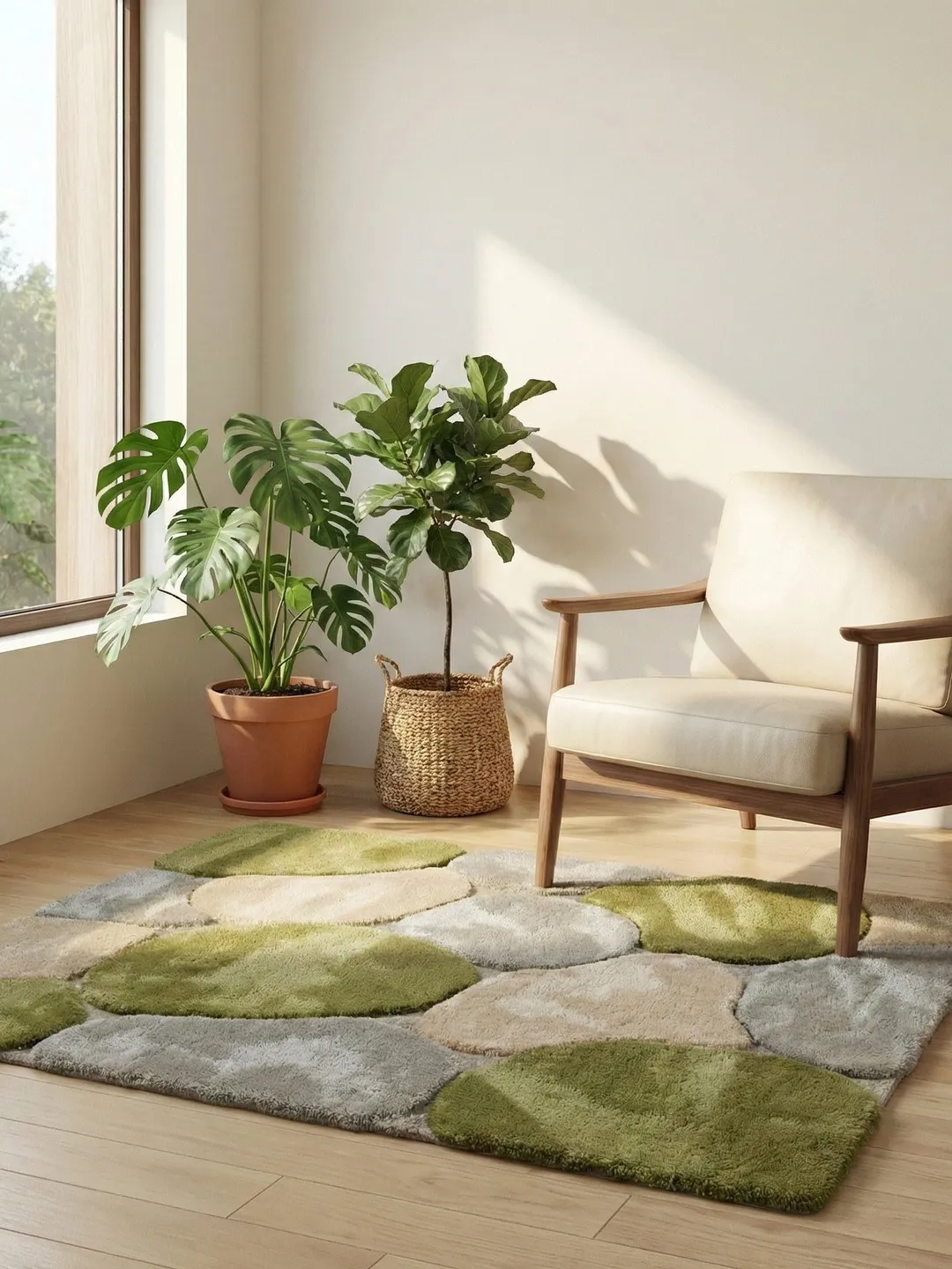 Hand Tufted Wool Area Rug – Mid-Century Pebble Design