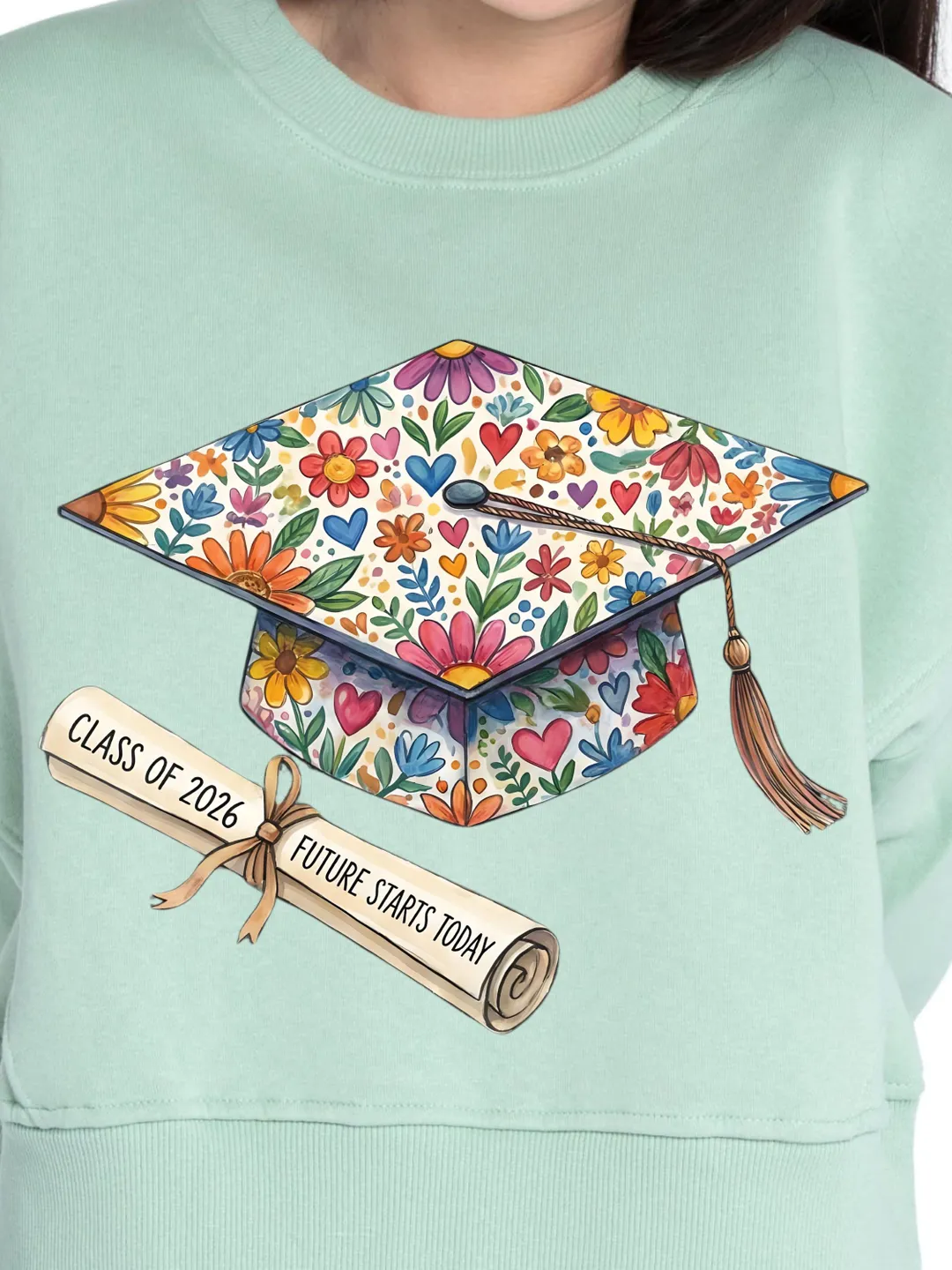 Graduation Cap PNG 2026, Floral Grad Hat Clipart, Class of 2026 ...