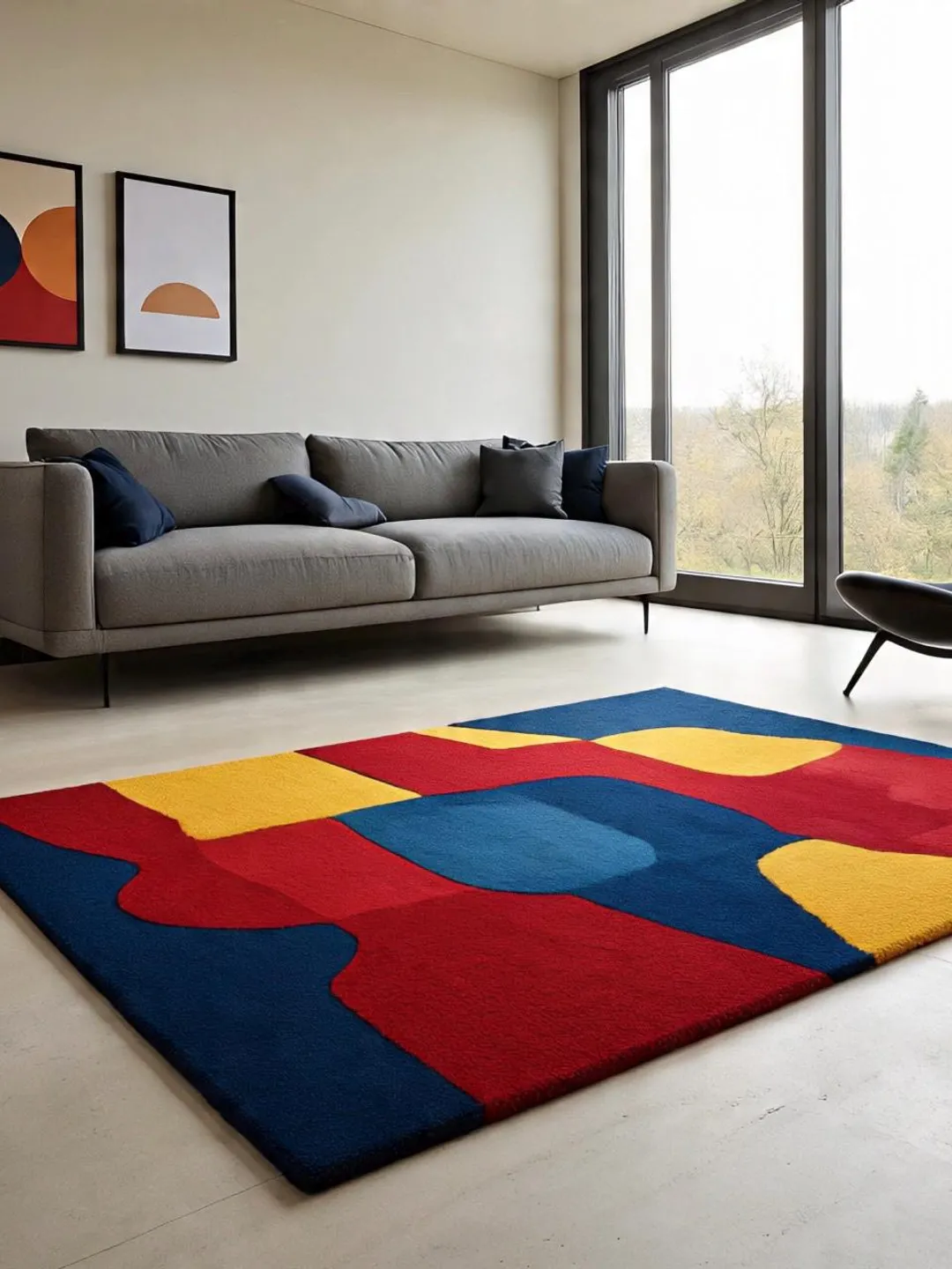 Hand-Tufted Wool Area Rug, Modern Abstract Geometric Design