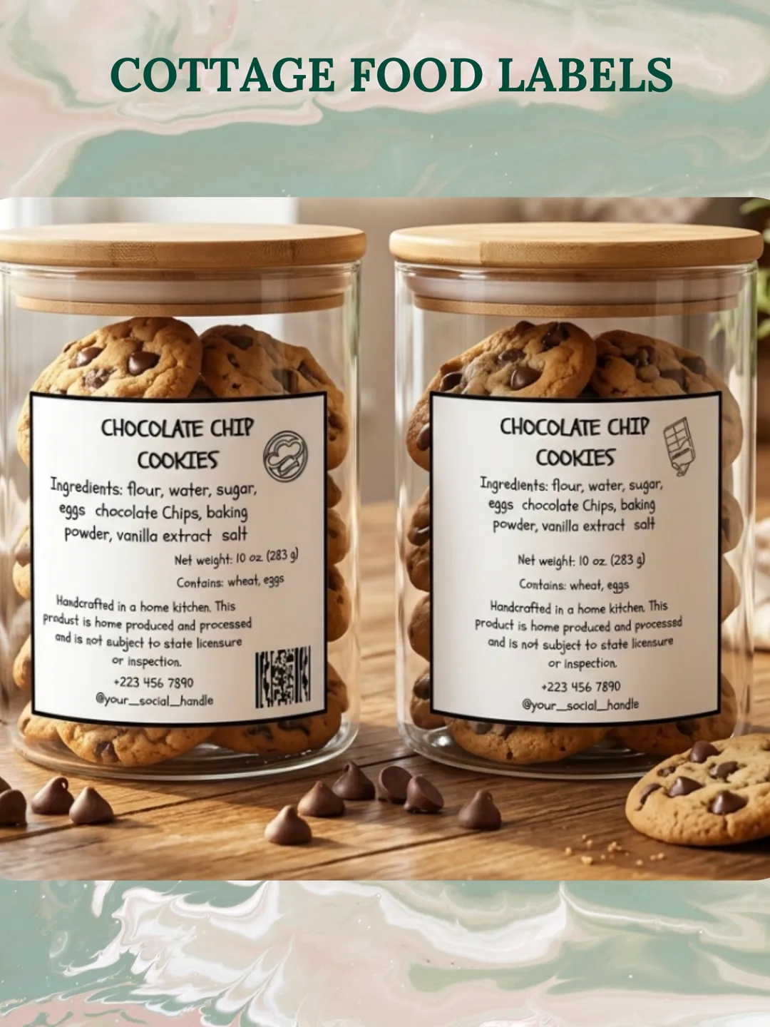 3x3 Round Cookie Label Bundle, Custom Bakery Sticker Template, Editable ...