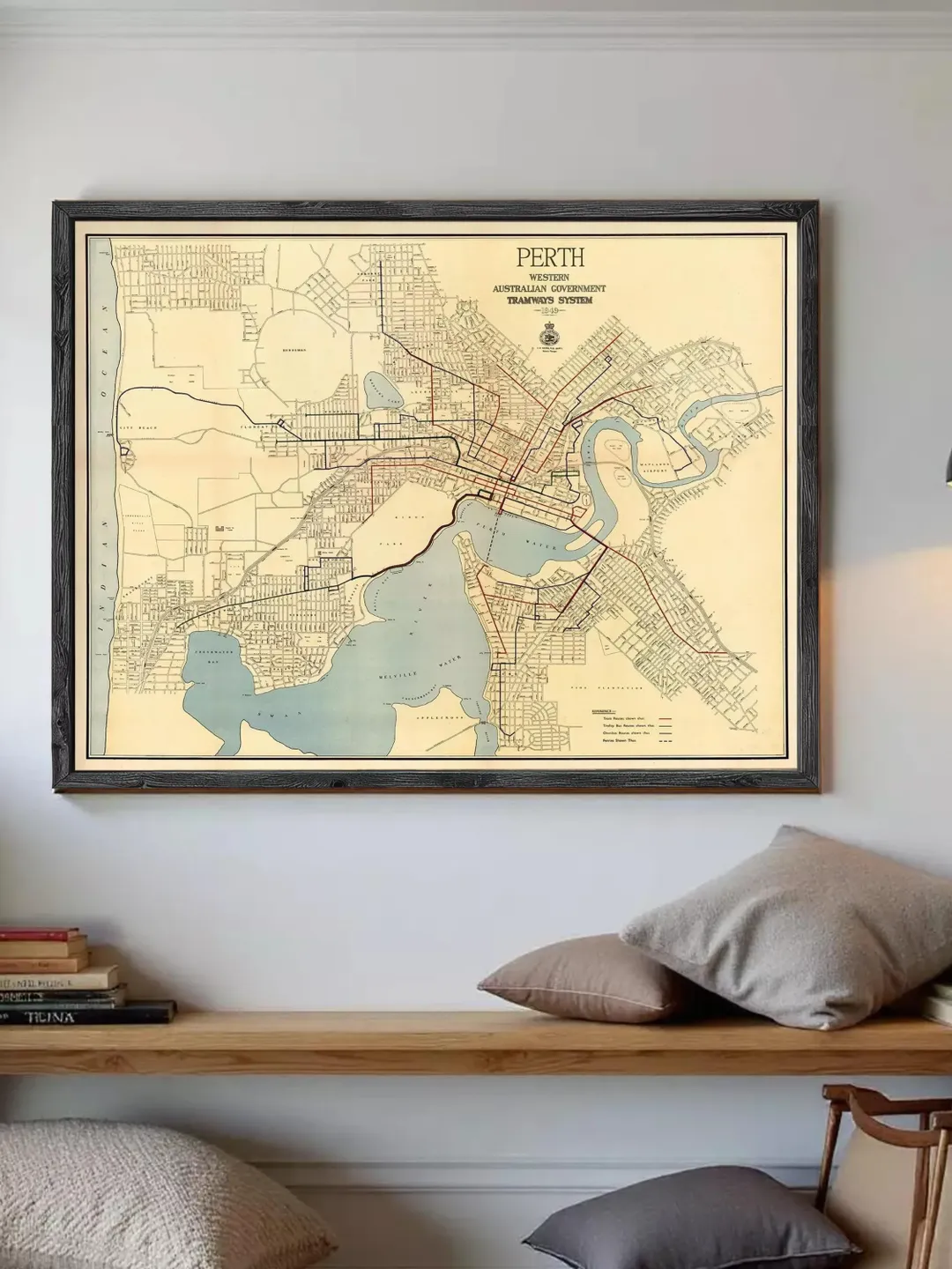 Vintage Perth Australia Map Print | 1949 Wall Art