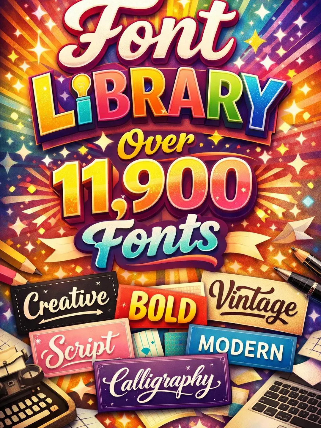 Fontr Library Font Library Bundle – Over 11,900 Fonts for Every Project!