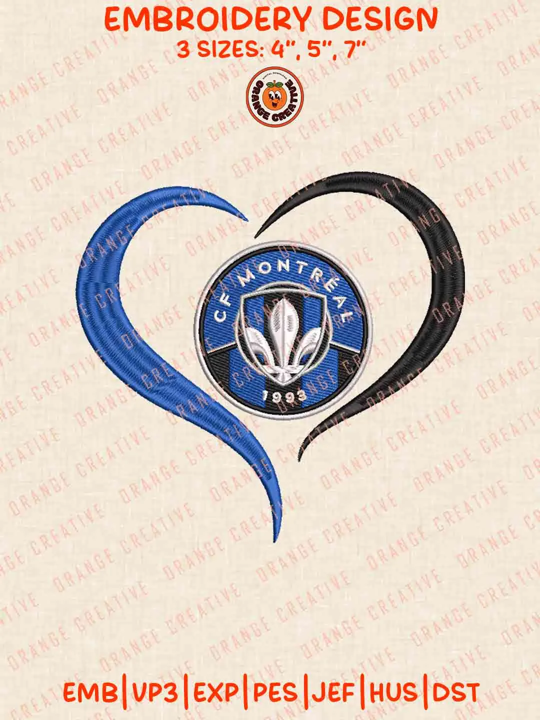 CF Montréal Heart Logo Logo Embroidery Files, MLS CF Montréal Logo Embroidery Designs, League Soccer Machine Embroidery Files, MLS CF Montréal Team Machine Embroidery, 3 sizes, Digital Download