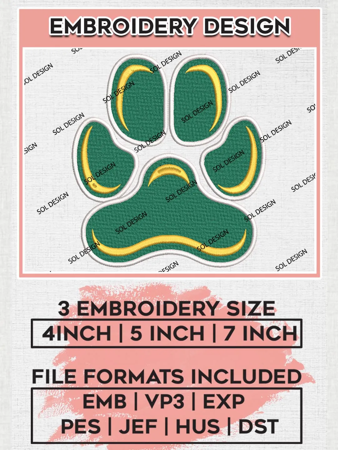 Siena Saints NCAA Team Footprint Logo Embroidery Design Files, NCAA Siena Saints Machine Embroidery, NCAA Teams, 3 sizes, NCAA Machine embroidery designs, Digital Download