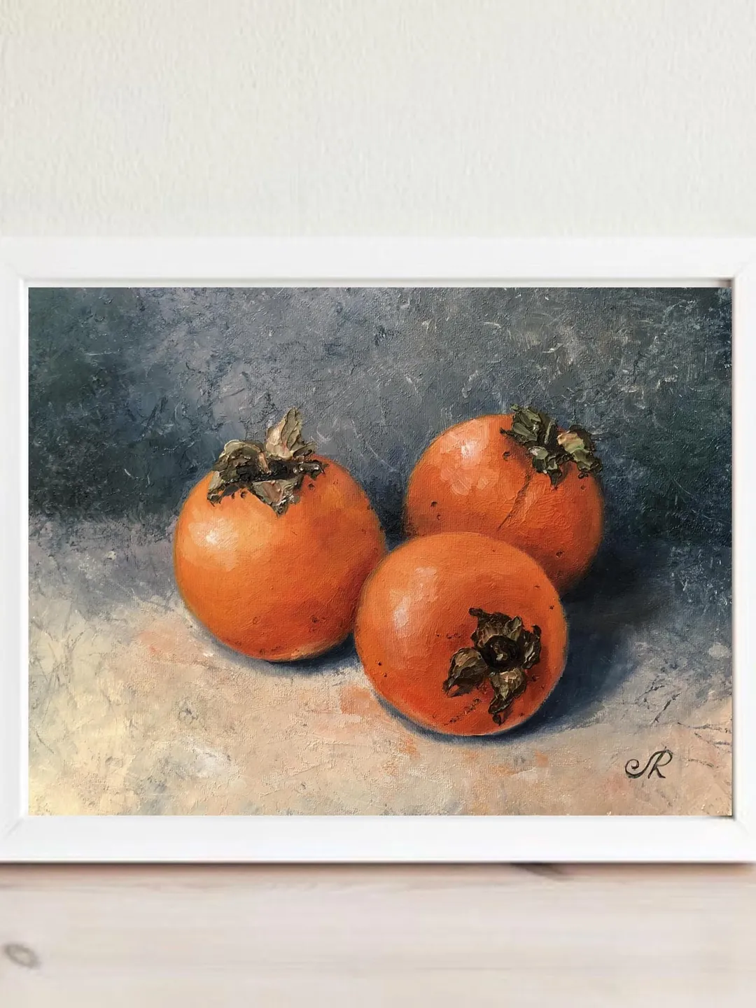 Still Life Original Painting Fruits Oil Painting Persimmons Wall Art