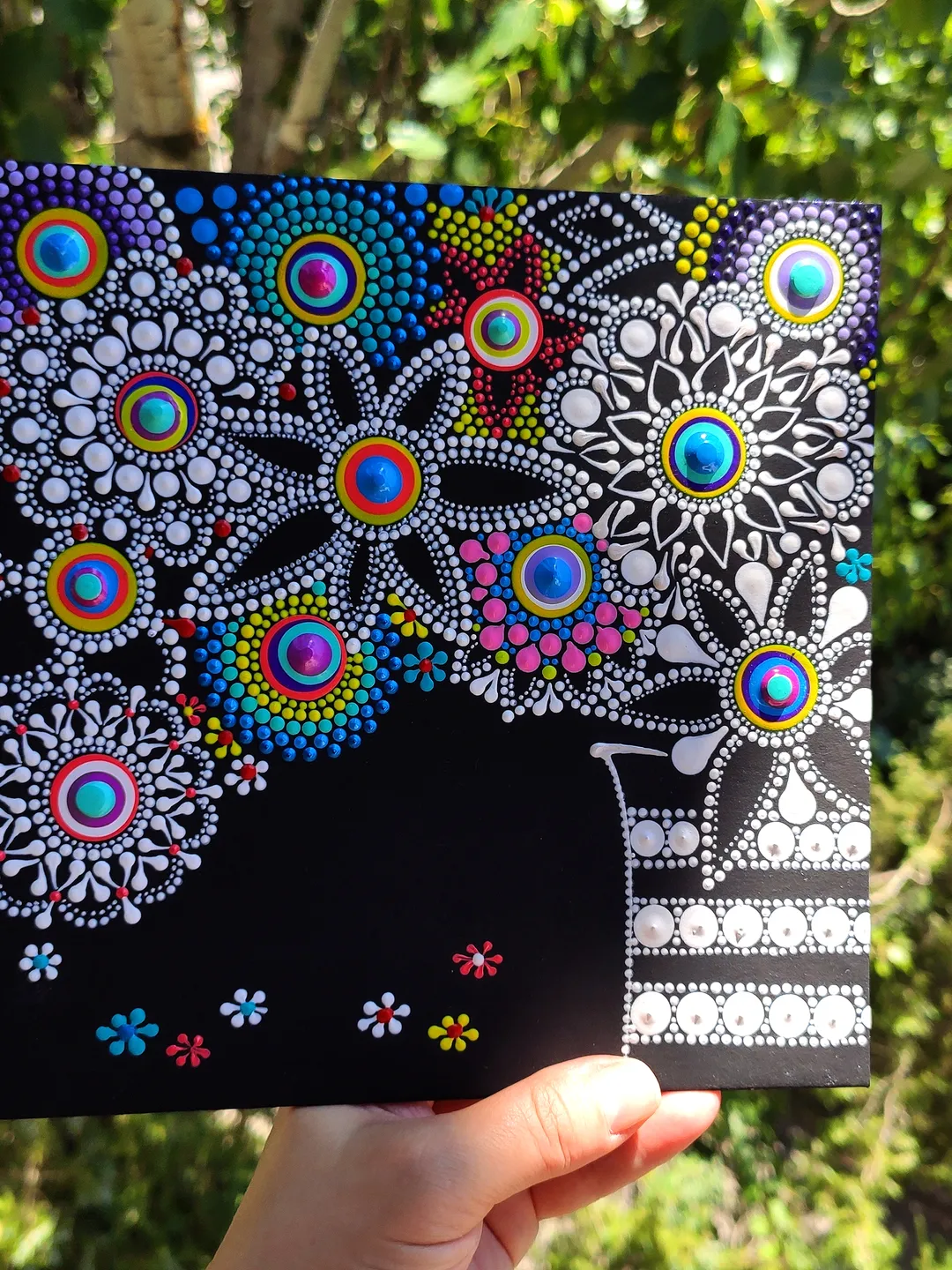 Flowers Dot Painting Acrylic Original Art