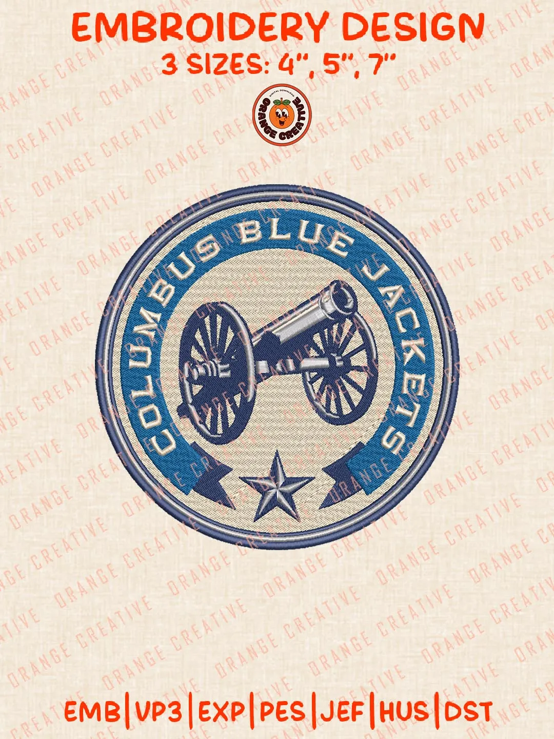 Columbus Blue Jackets NHL Logos Embroidery Designs, NHL Hockey Team Logo Embroidery Files, Machine Embroidery Design File, 4 Sizes, Custom Size, Digital Download