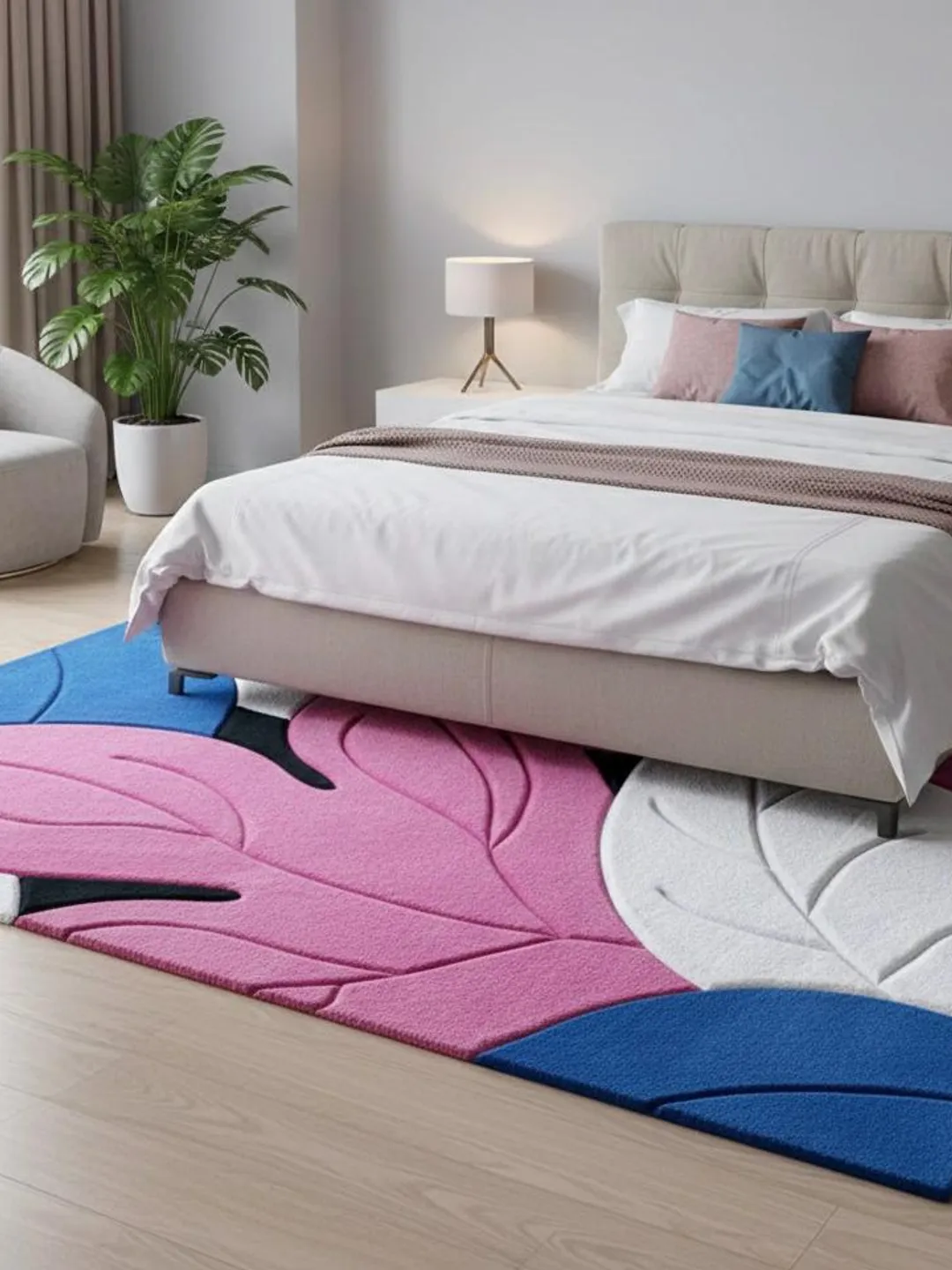 Handmade Tufted Leaf Design Wool Area Rug