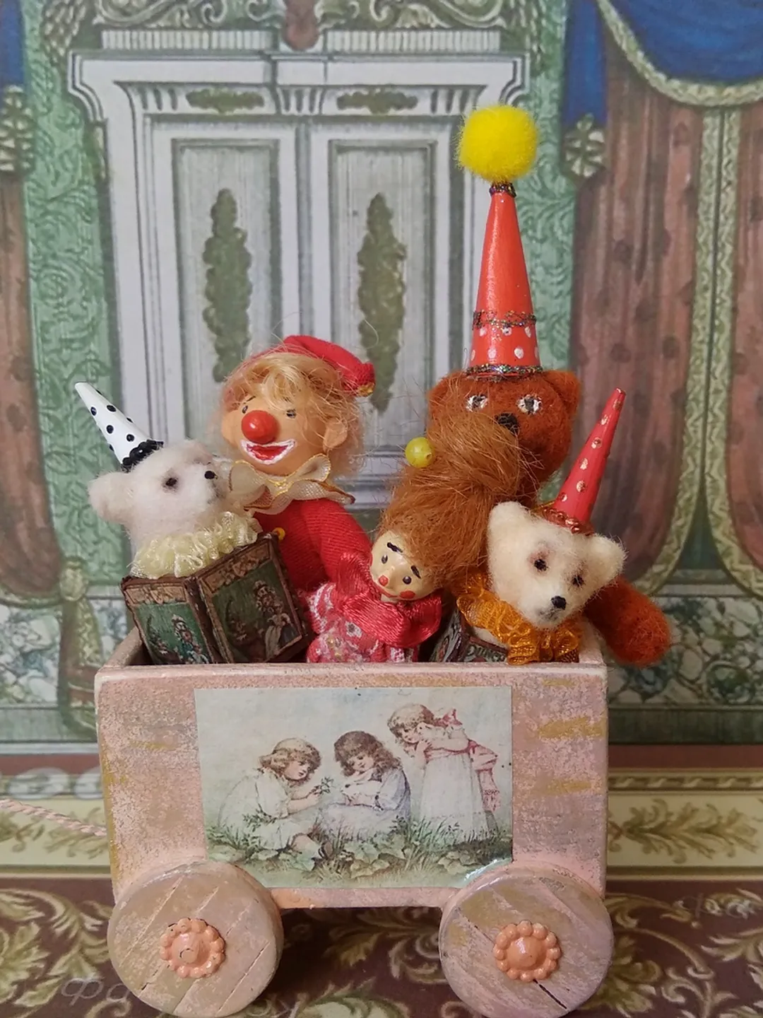 Trolley for dollhouse. Doll toy.The cart for the doll house.1:12 scale.