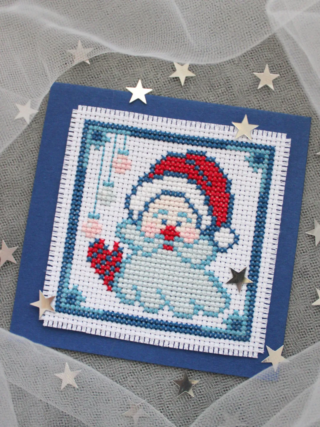 Cross stitch pattern Santa, Christmas card Idea, easy digital chart for beginners