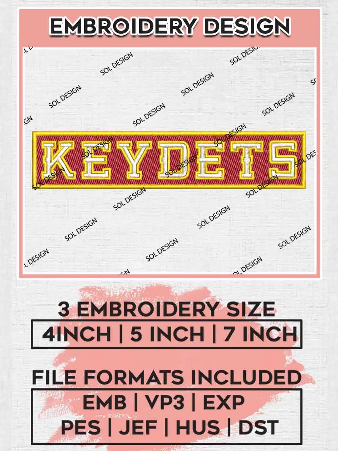 Keydet Embroidery Design, Football Embroidery files, Sport Machine embroidery files, 3 sizes, Instant Download