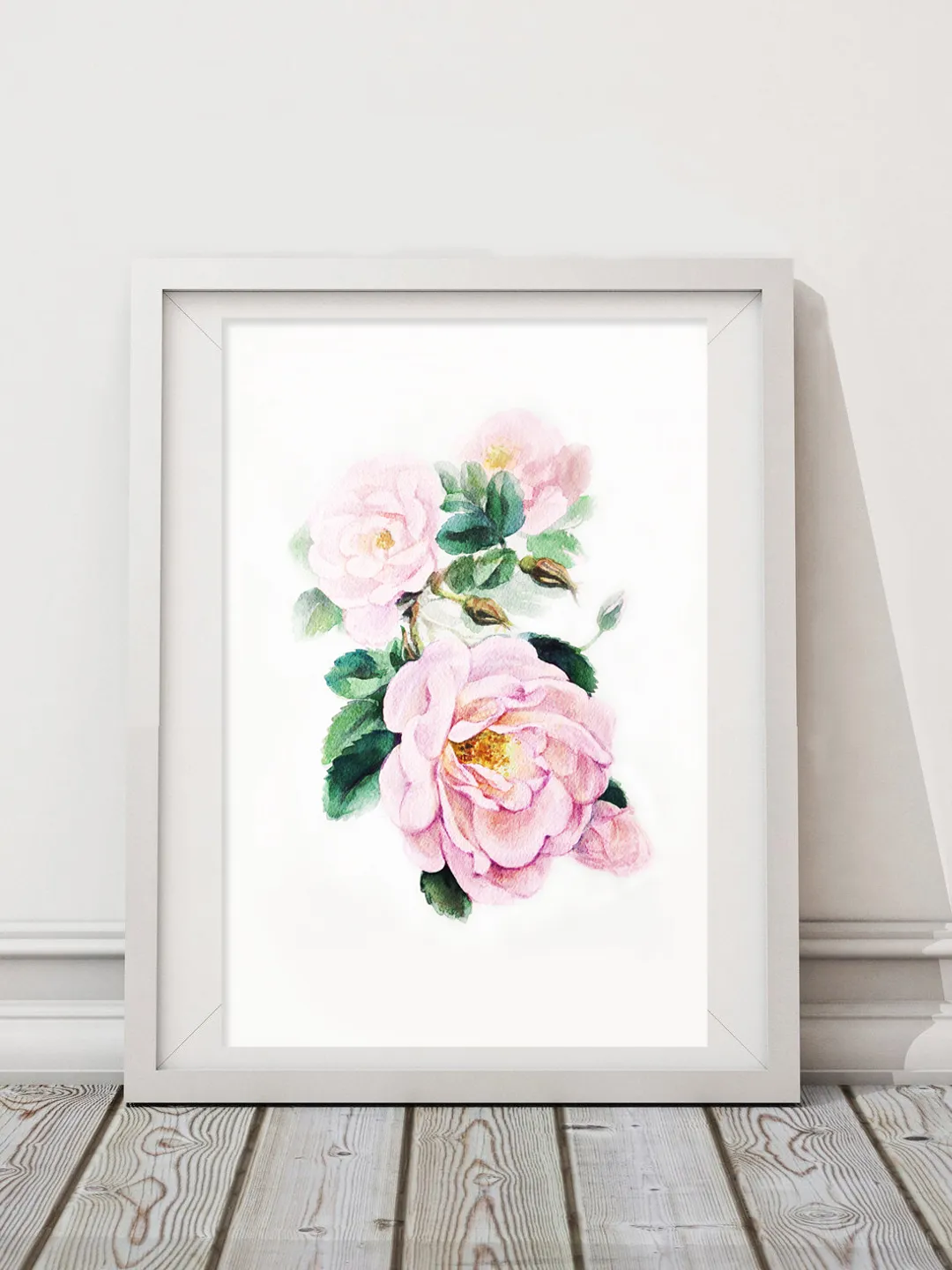 Pale pink roses Watercolor Printable File Digital Download Jpeg Art Wall Print