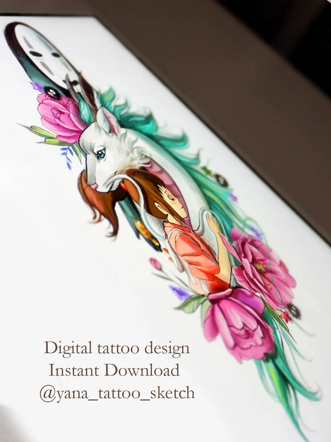 Spirited Away Tattoo Design Chihiro And Haku Tattoo Stencil