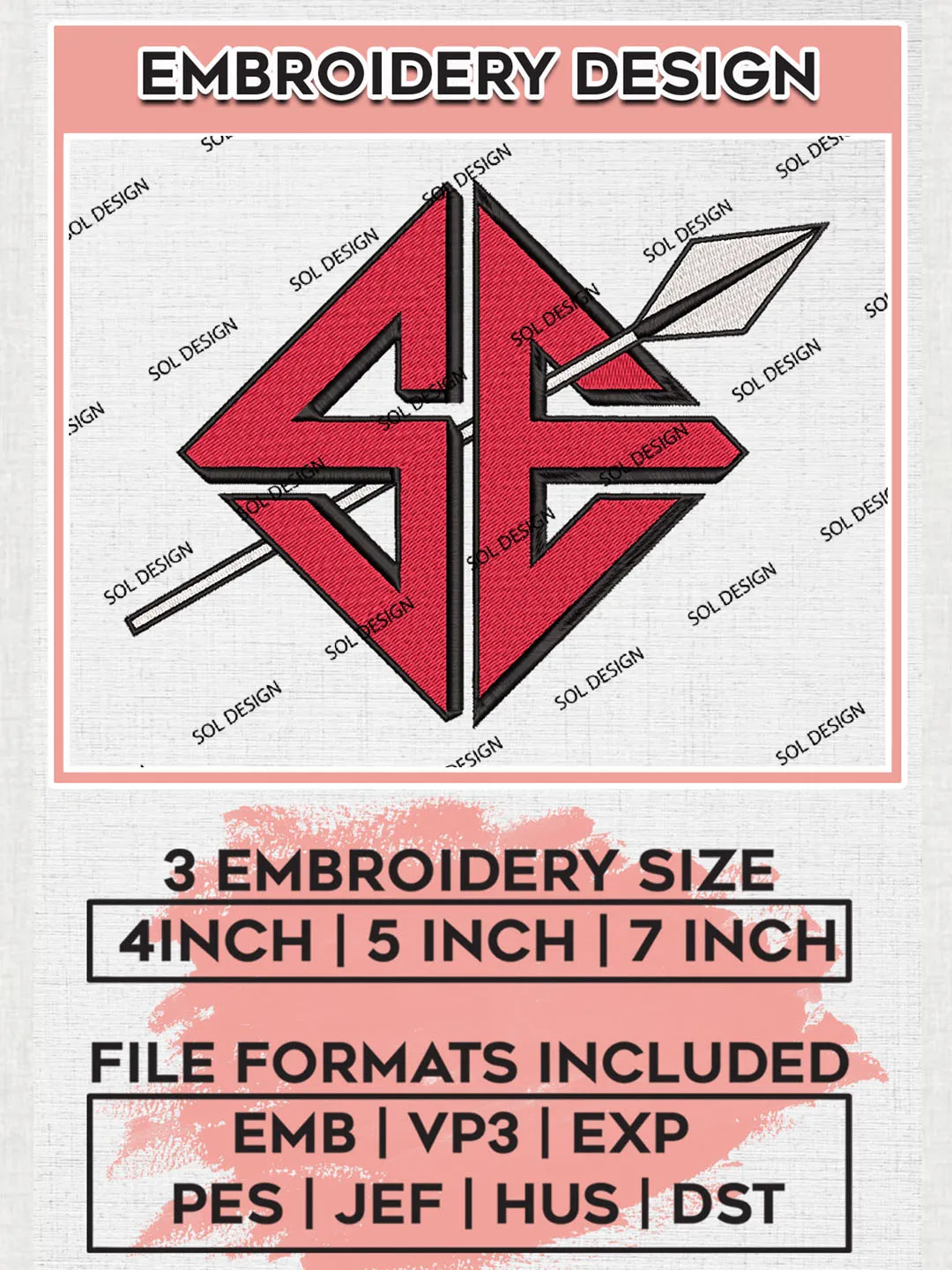 NCAA Southeast Missouri State Redhawks Team Logo Embroidery Design Files, NCAA Southeast Missouri State Redhawks Machine Embroidery, NCAA Teams, 3 sizes, NCAA Machine embroidery designs, Digital Download