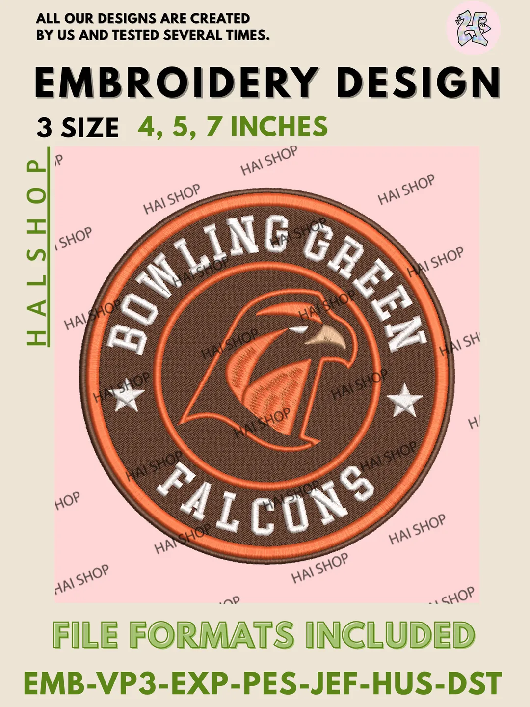 NCAA Bowling Green Falcons Logo Embroidery Design, Falcons Machine Embroidery Files, Instant Download