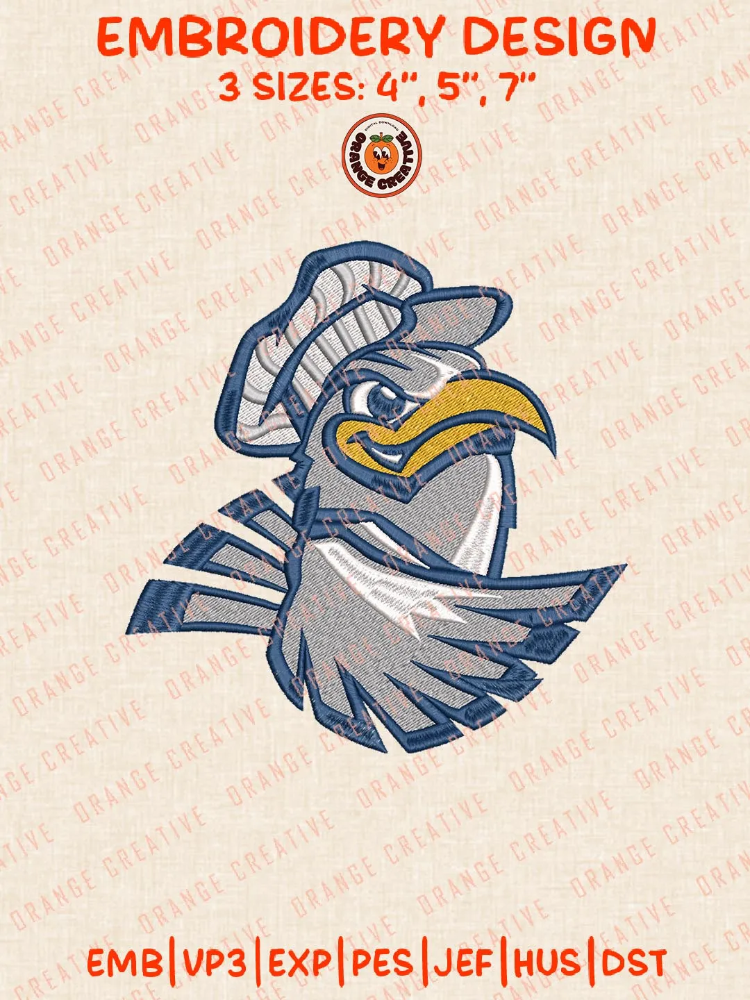 Chattanooga Mocs Mascot Logo Embroidery Design, NCAA Team Logo Embroidery Design, Machine Embroidery Design File, 4 Sizes, Digital Download
