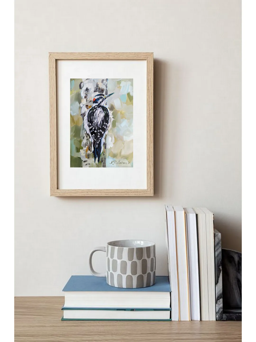 Woodpecker painting Bird Original Art Animal Artwork bird fine art oil painting bird painting oil bird wall art bird art