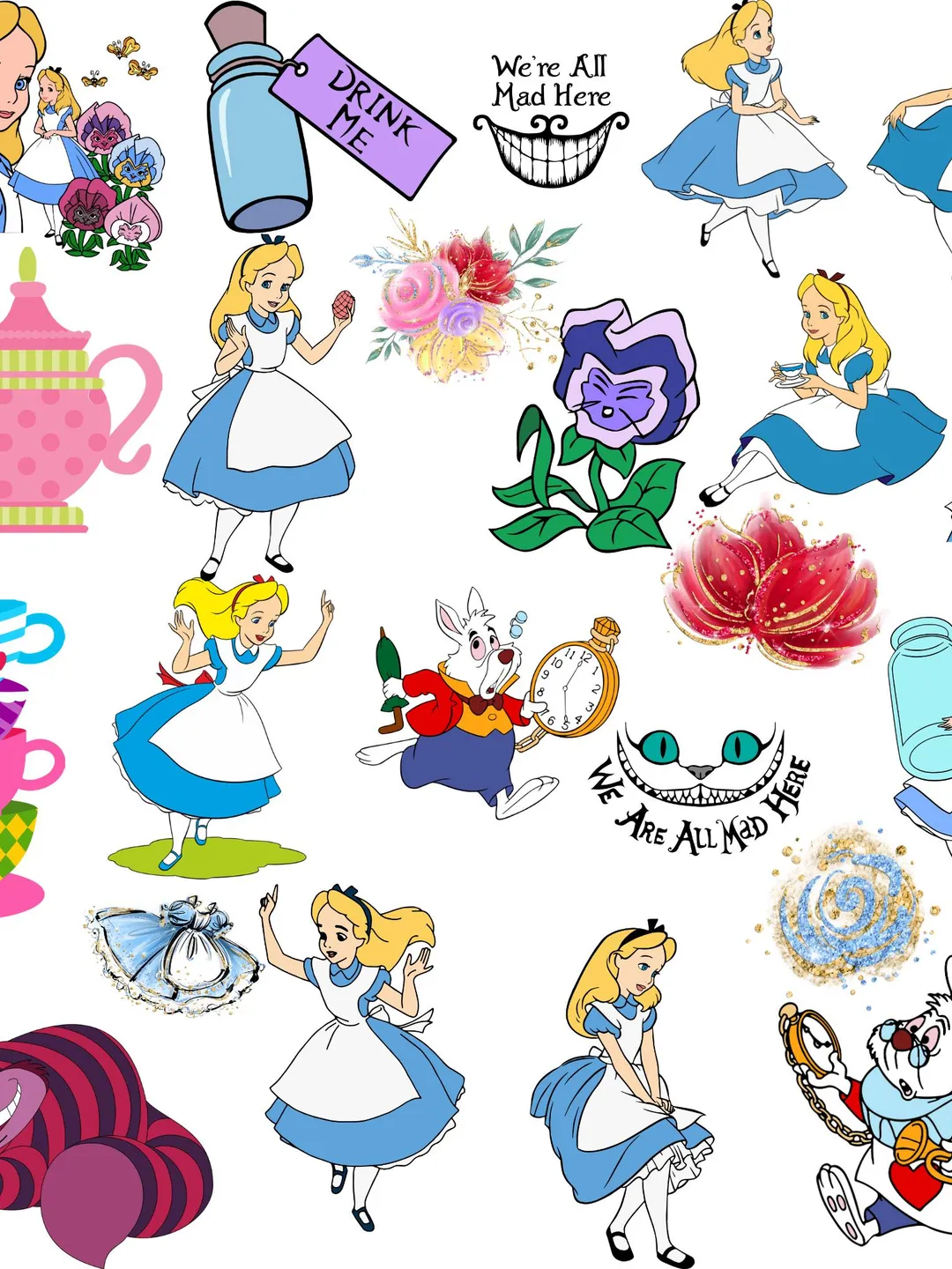 Alice in Wonderland SVG PNG Bundle, Queen of Hearts, Mad Hatter ...