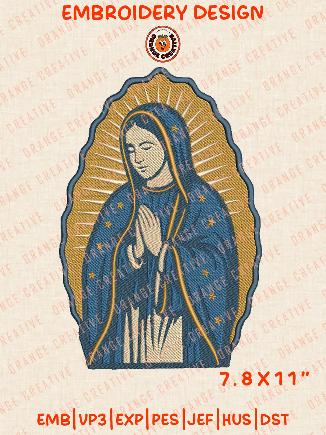 Virgin Mary Our Lady of Guadalupe Embroidery Design, Religious Machine Embroidery Digitized File, Instant Download
