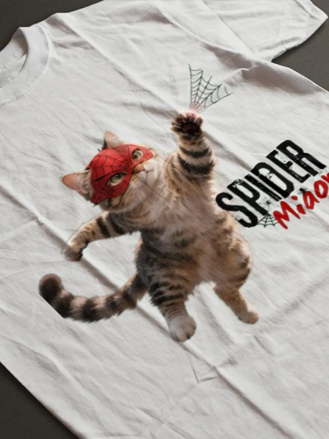 Spider Miaow T-Shirt | Cat Superhero Graphic Tee