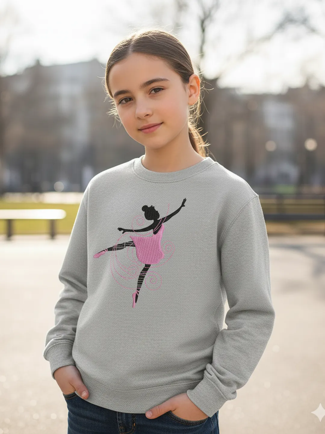 Ballerina passion in dance embroidery design