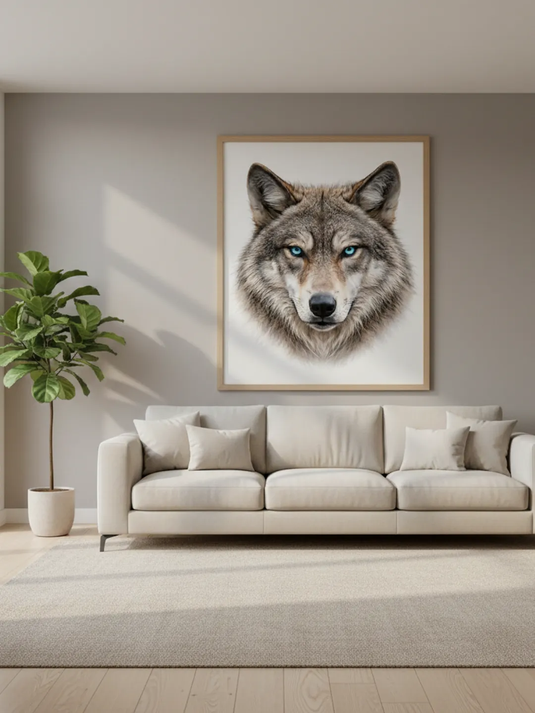 Majestic Wolf Head Digital Print, Blue Eyes Wolf Wall Art, Realistic ...