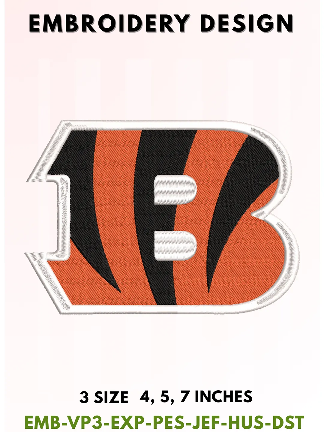 Orange & Black Striped Tiger Football Embroidery Design, American Football Embroidery Files, Sports Machine Embroidery Files, 3 Sizes, Instant Download