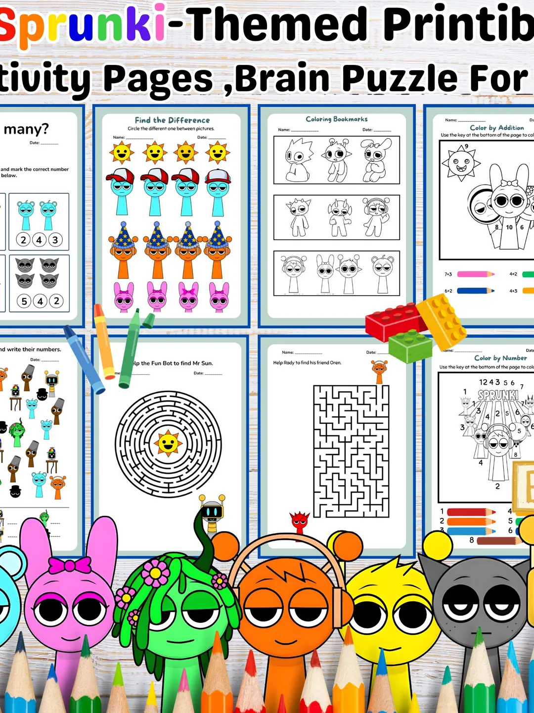 Sprunki Math Activity Page Sprunki Themed Printable Activity Book, Fun Sprunki Pages for Kids ...