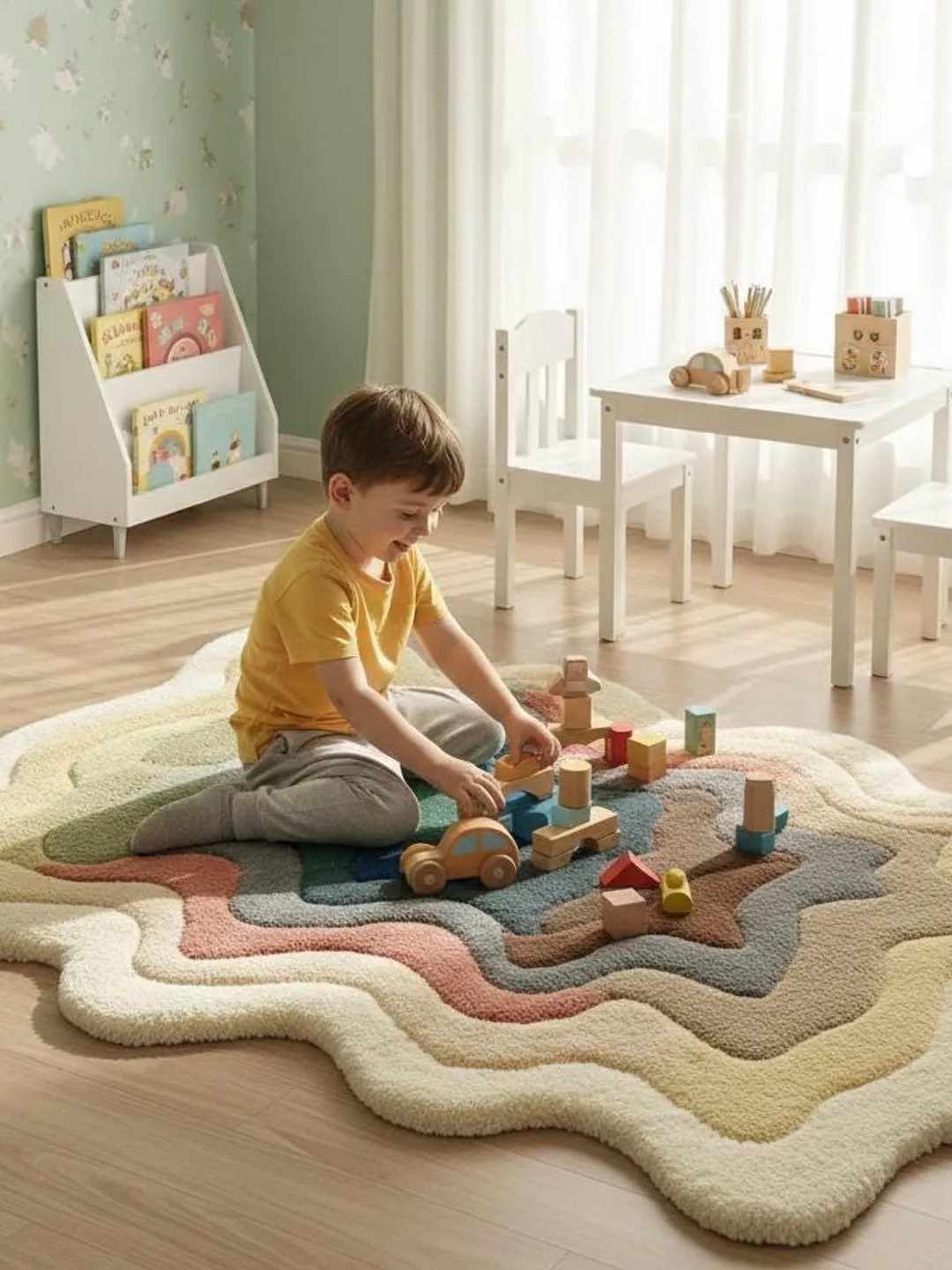 Handmade Tufted Colorful Modern Boho Wool Area Rug