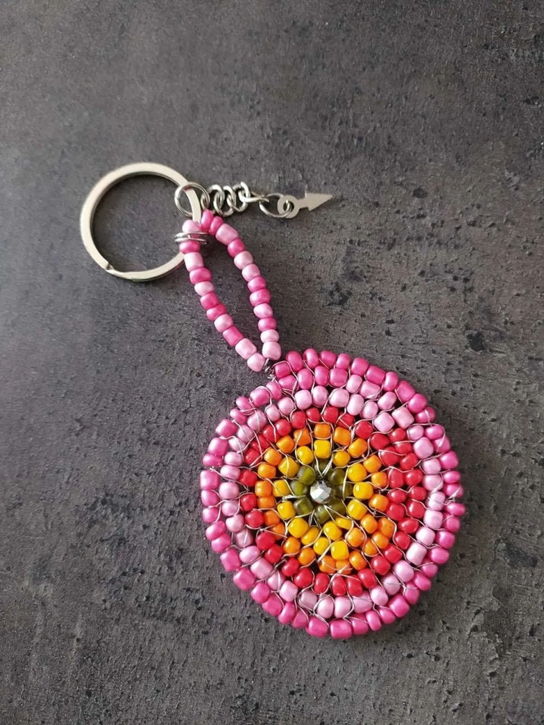keychain for women pendant, trinket, Mandala, talisman, charm made of beads,car decor