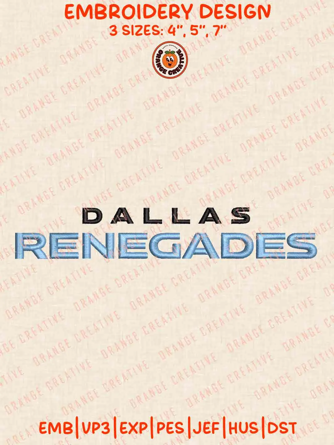 Dallas Renegade Word Embroidery Files, Football League Embroidery Designs, Sport Machine Embroidery Files, 3 Sizes, Custom Sizes, Instant Download