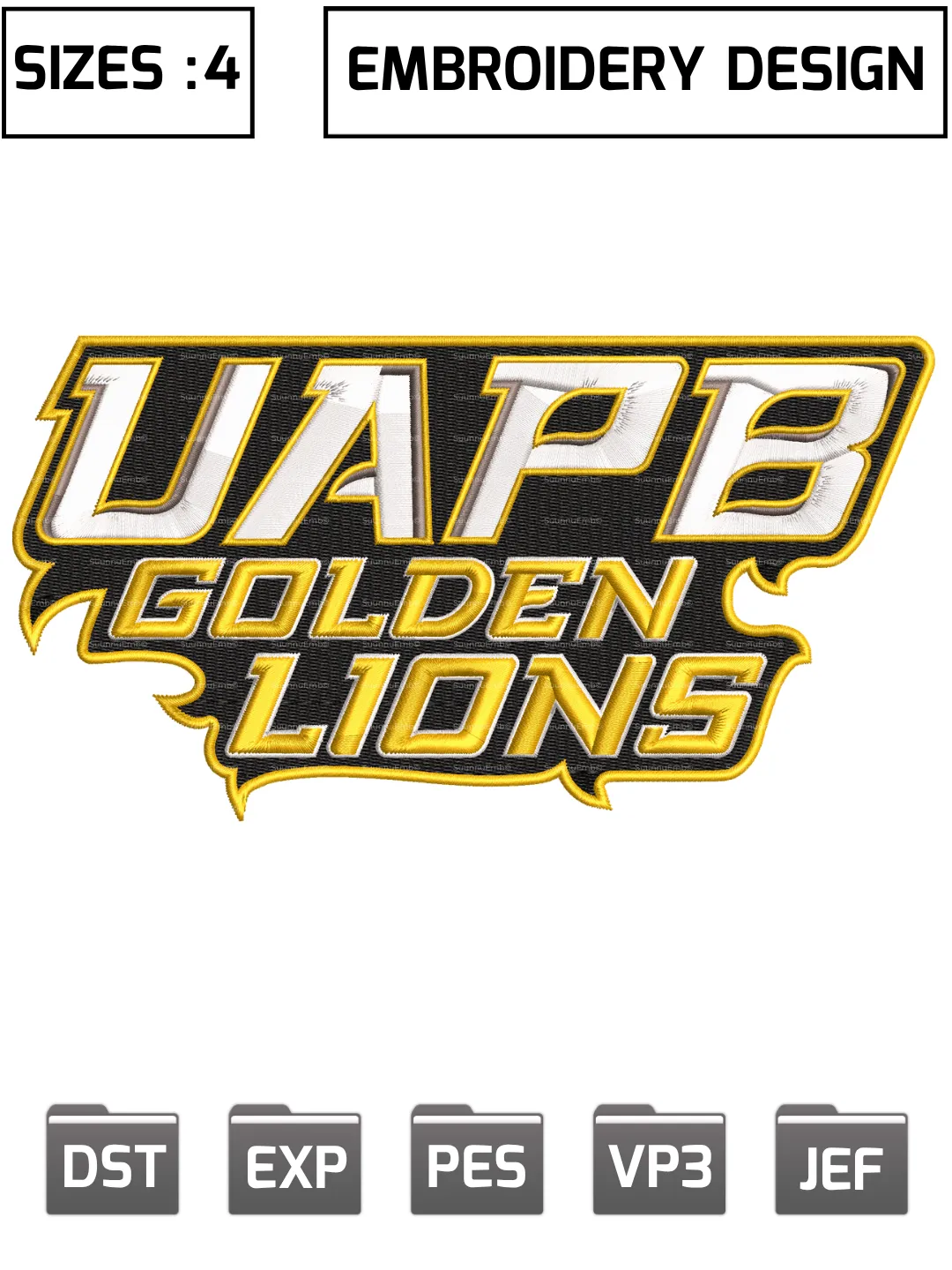 Arkansas-PB Golden Lions Wordmark Logo Embroidery Design,NCAA Logos Embroidery Design,NCAA Teams, Machine Embroidery Design File,4 Sizes, Digital Download