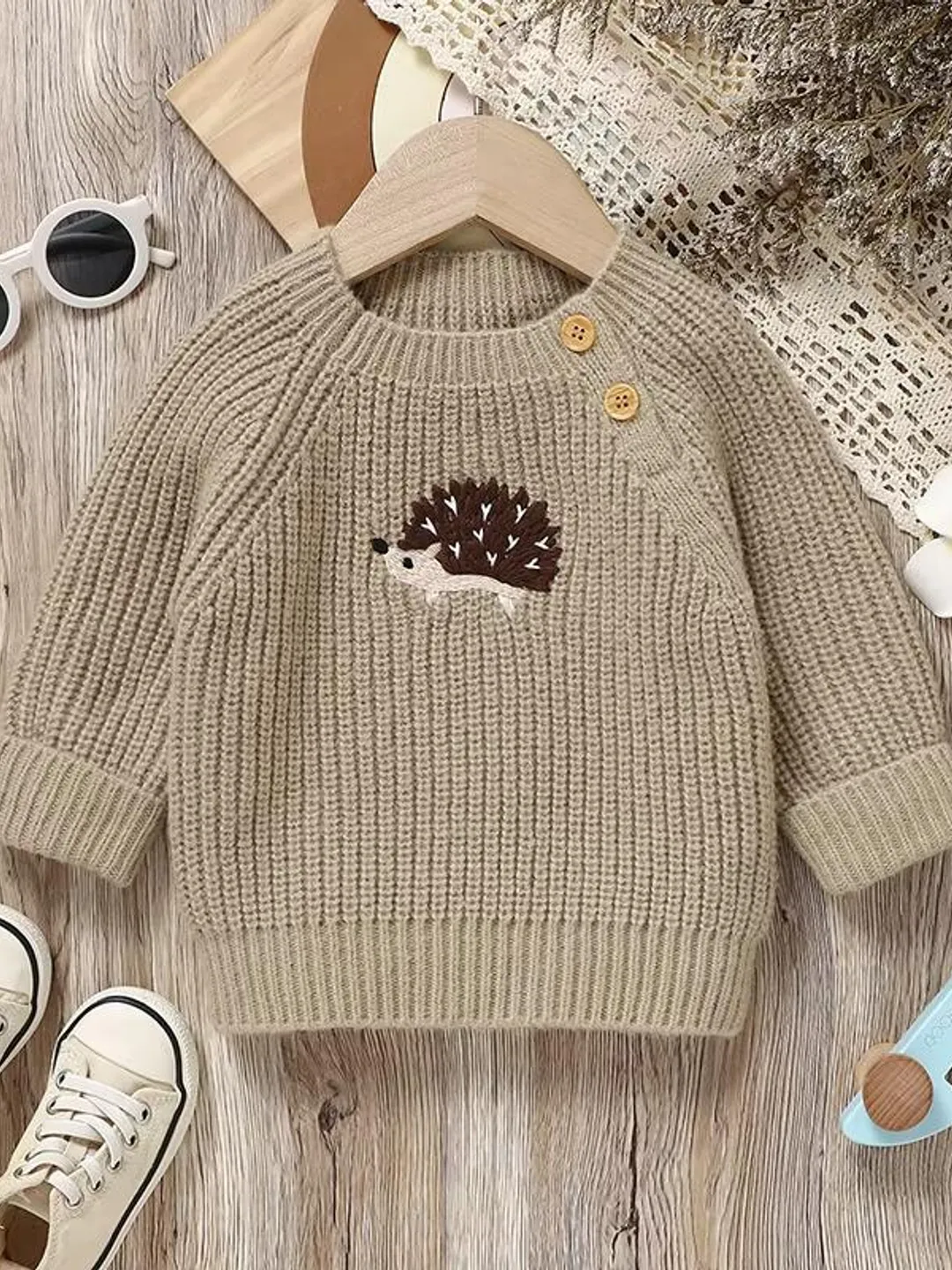Knitted Baby Sweater for Newborn Girl or Boy - Long Sleeve Autumn Infant Pullover | Cute Hedgehog Design | Soft Children Knitwear