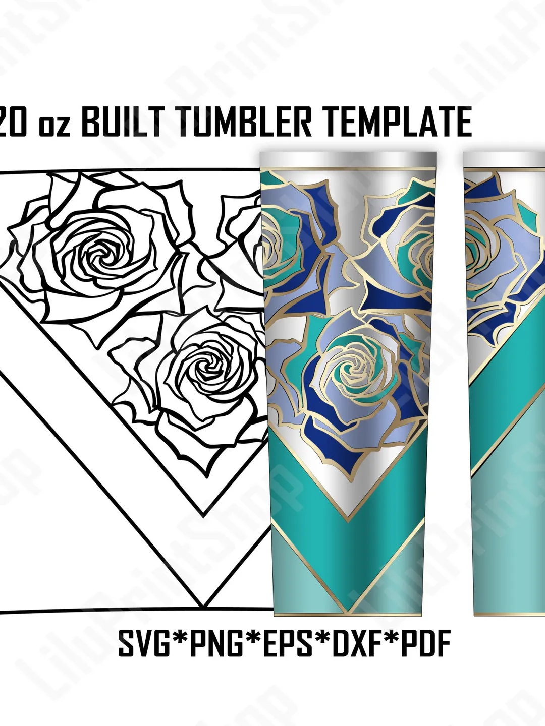 20oz Skinny svg Roses tumbler template svg Built tumbler svg V split 20oz burst tumbler 20 oz tapered tumbler Built Flowers tumbler svg