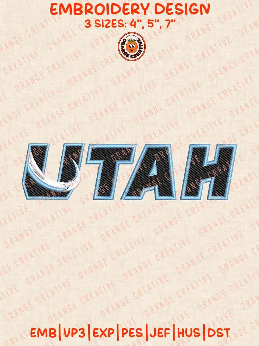 NHL Utah Team Wordmark Embroidery Files, Cute Sport Teddy Bear Embroidery Designs, NHL Hockey Team, Utah Mammoths Designs, Digital Download