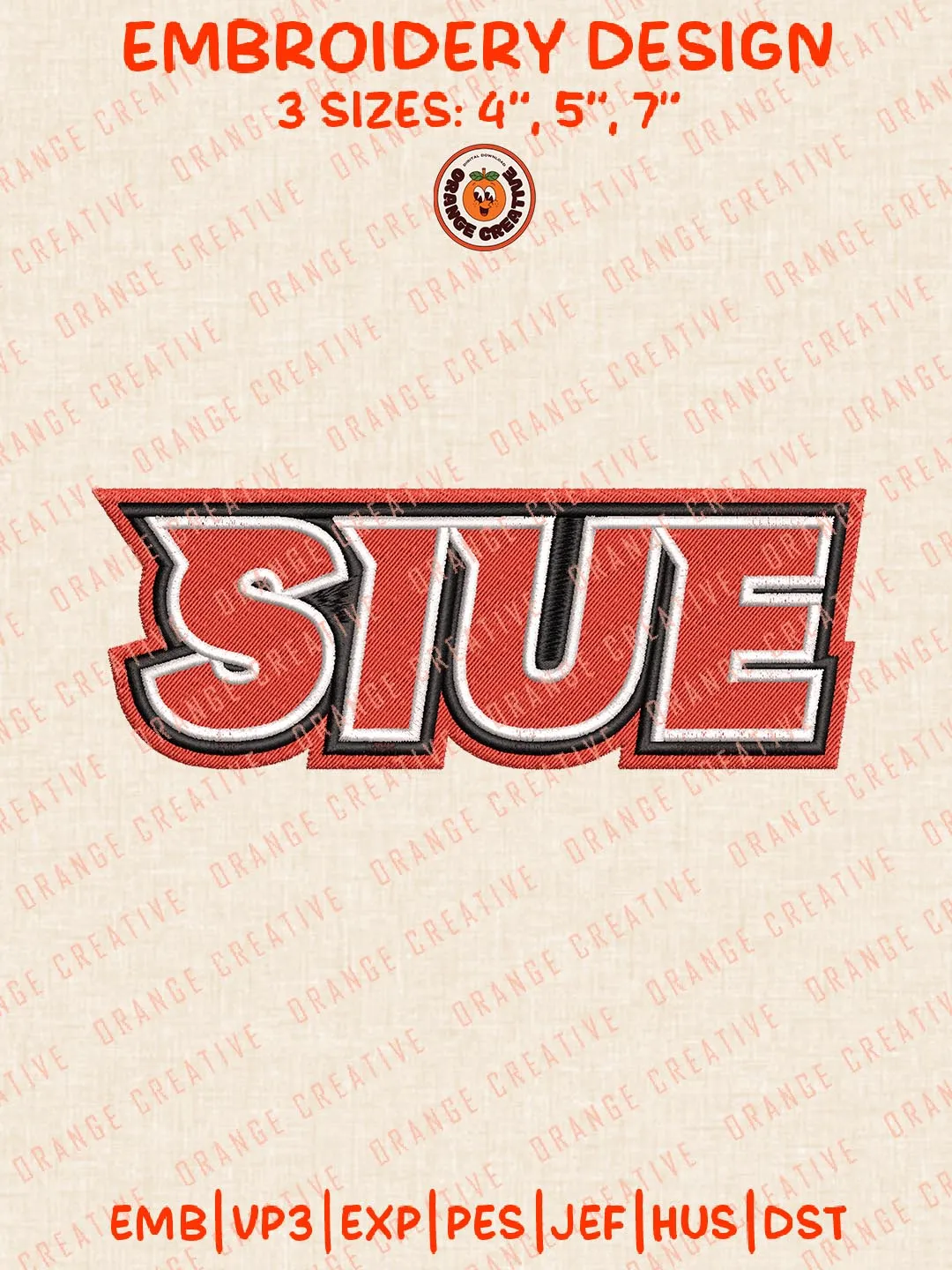 NCAA SIUE Embroidery Design, NCAA SIU Edwardsville Cougars Team Logo Embroidery Design, Machine Embroidery Design File, 4 Sizes, Custom Size, Digital Download