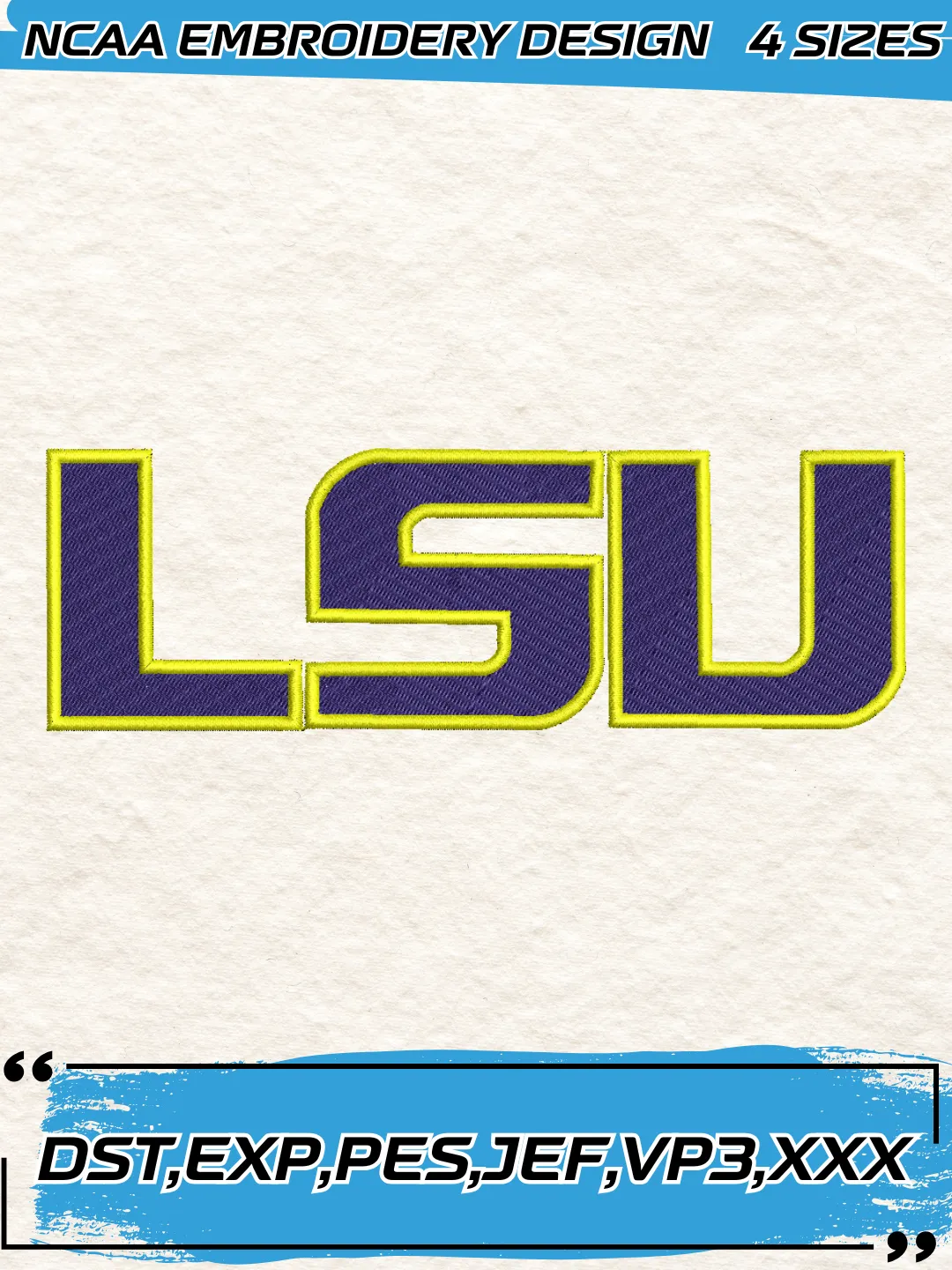 LSU Tigers Embroidery Design,NCAA Logo Embroidery Design,Machine Embroidery Design File,4 Sizes, Digital Download