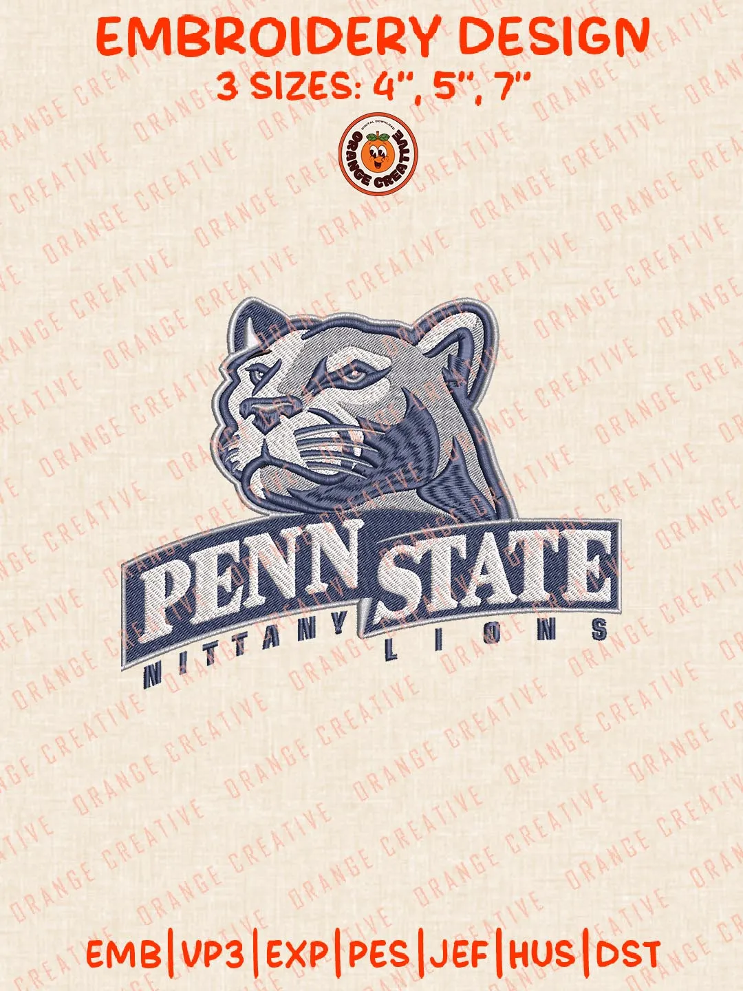 Penn State Nittany Lions Mascot Logos Embroidery Design Files, NCAA Logos Embroidery Designs, Machine Embroidery Files, 4 Sizes, Custom Sizes, Instant Download