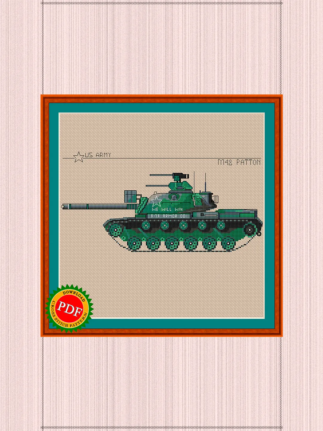 M48 Patton Cross Stitch Pattern | American Main Battle Tank M48 Patton