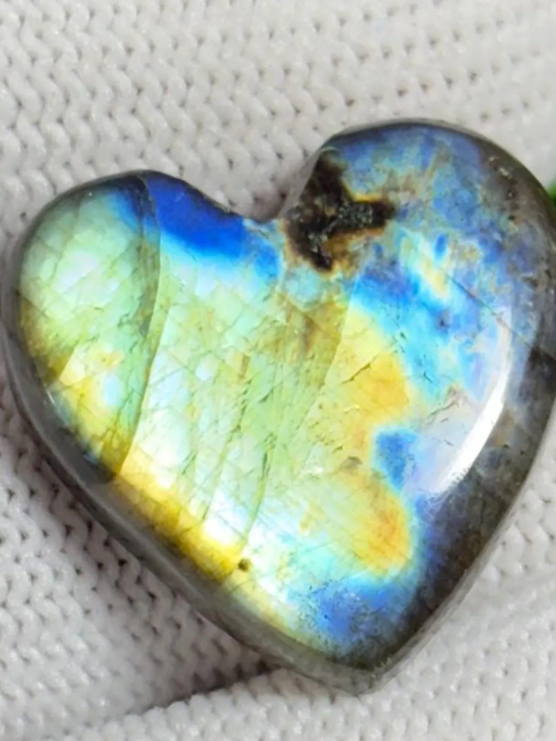 Labradorite Colorless Iridescent Labradorite Heart Cabochon: Blue-Green Flash (21.80x22.50x5 ...