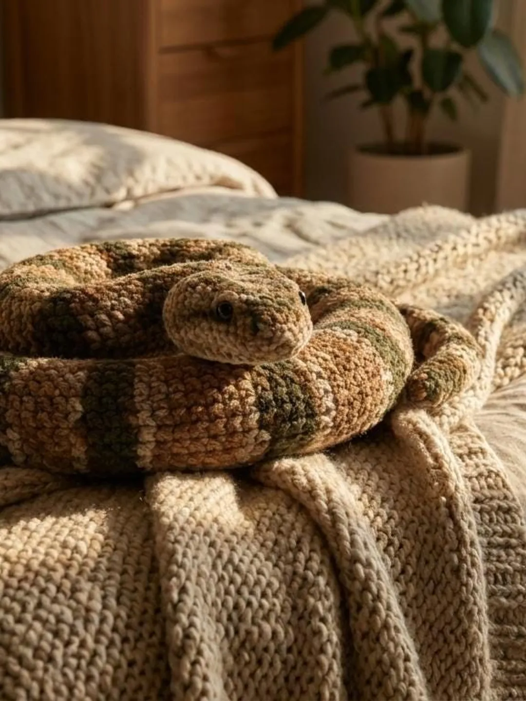 Coiled Striped Snake Crochet Pattern PDF, Cute Amigurumi Plush Doll, Realistic Snake Plush, Crochet Animal Pattern, Digital Download