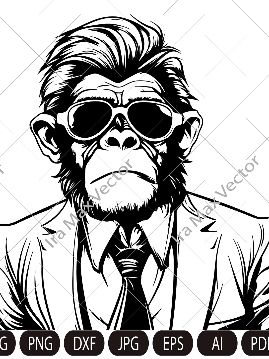 Monkey in suit and sunglasses svg/Monkey Head svg /MONKEY Face svg / Monkey svg / Monkey King svg / Monkey Mascot svg /Monkey detailed/ Monkey Printable /Monkey businessman