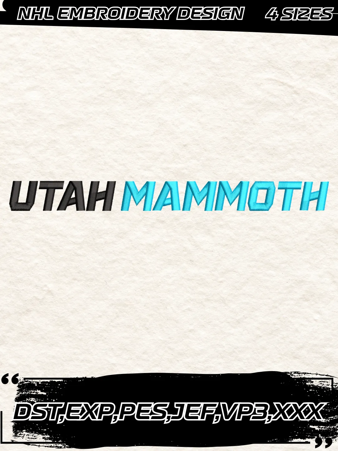 Utah Mammoth Wordmark Logo Embroidery Design-Machine Embroidery File