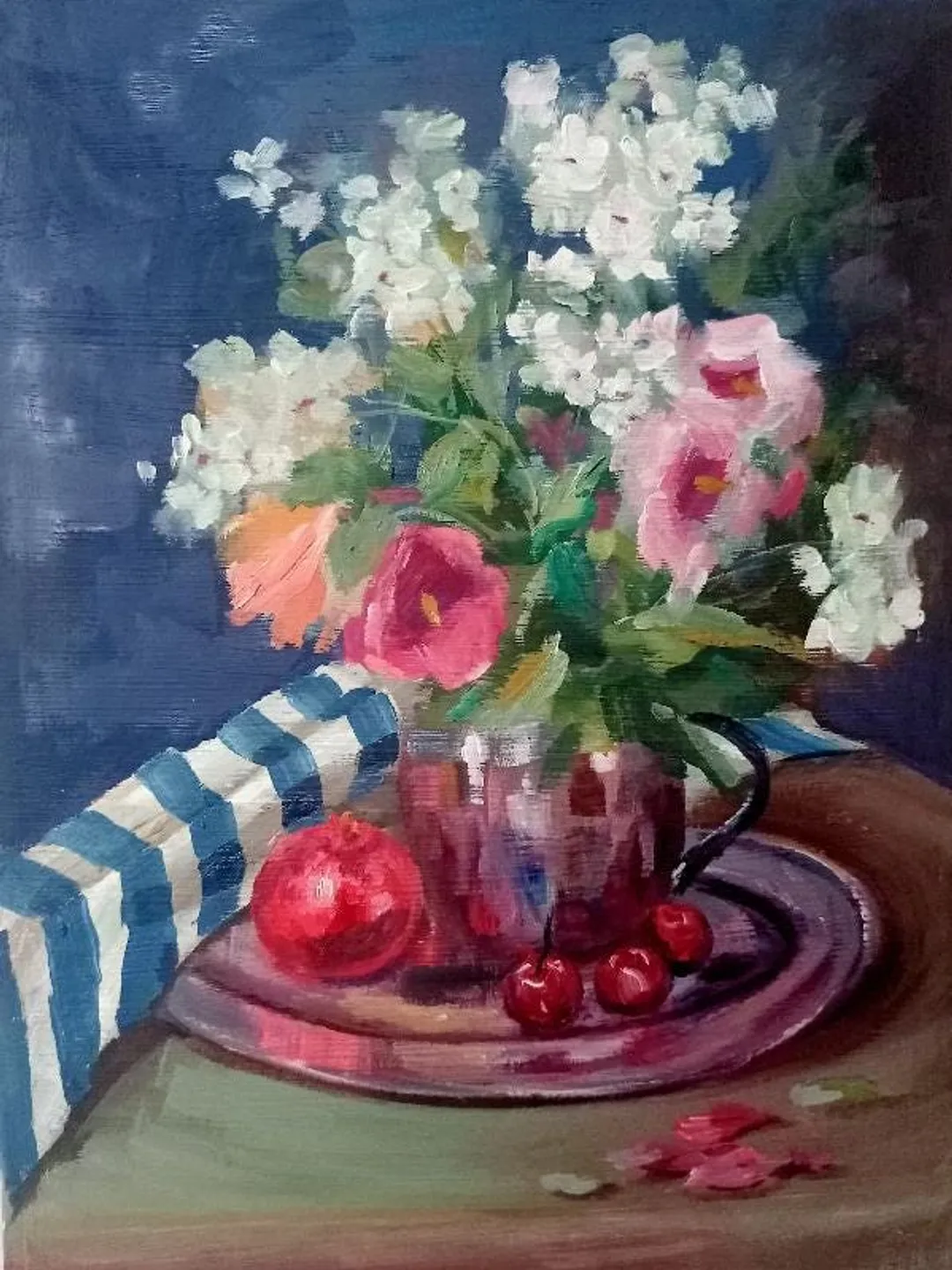 Original Watermelon Oil Painting: Summer Fruit Still Life Art