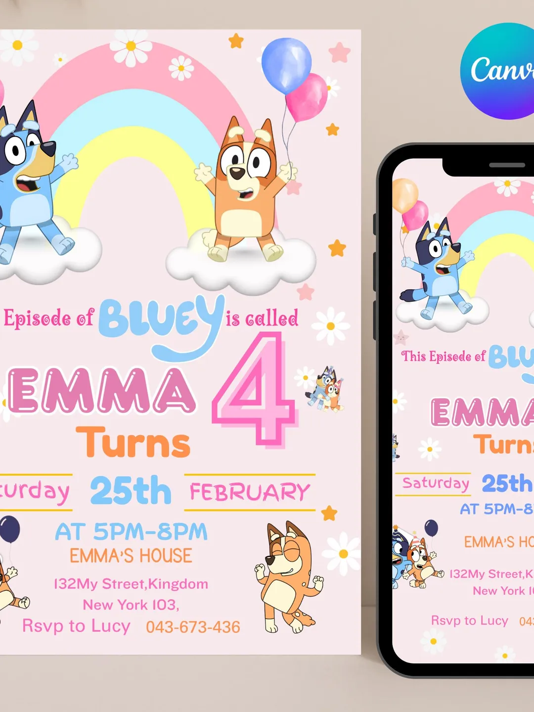 Bluey Birthday Invitation Template Editable Bluey Party Invite Kids Birthday Party Invitation Bluey Birthday Decorations Digital Download