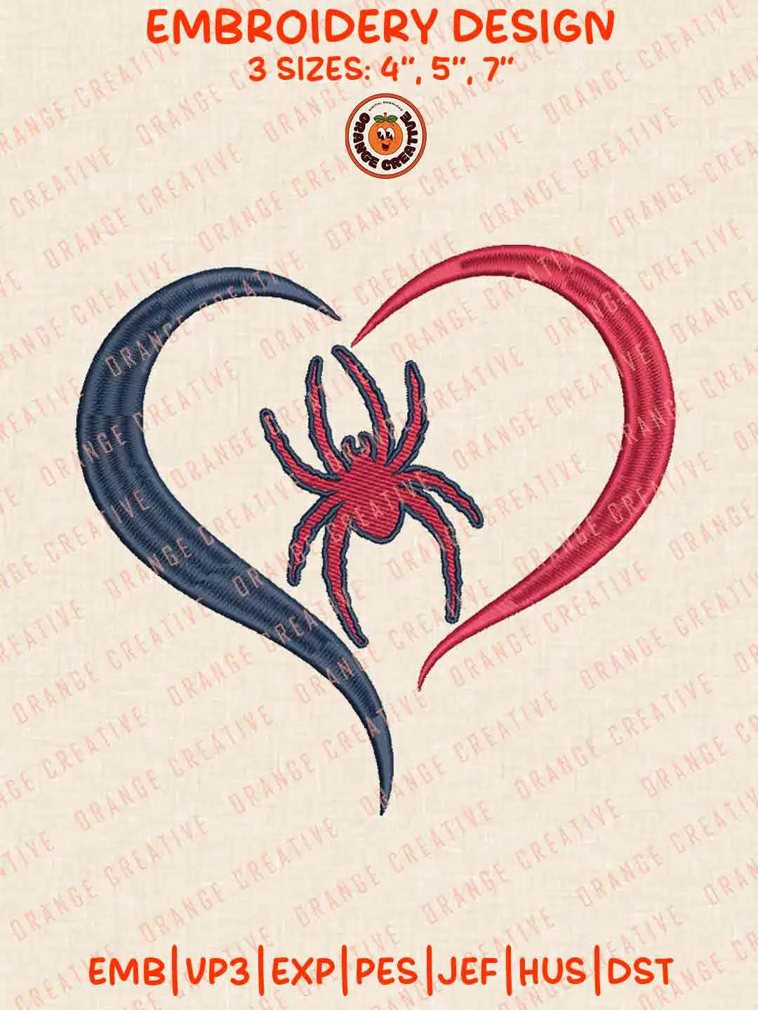 Richmond Spider Heart Logo Embroidery Design, College Machine Embroidery Digitized Pes File, Football Designs, 3 Sizes, Custom Size, Instant Download