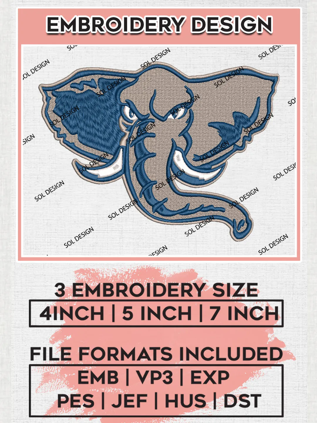 Cal State Fullerton Titans Team Head Mascot Logo Embroidery Design Files, NCAA Cal State Fullerton Titans Machine Embroidery, NCAA Teams, Game Day, 3 sizes, NCAA Machine embroidery designs, Digital Download