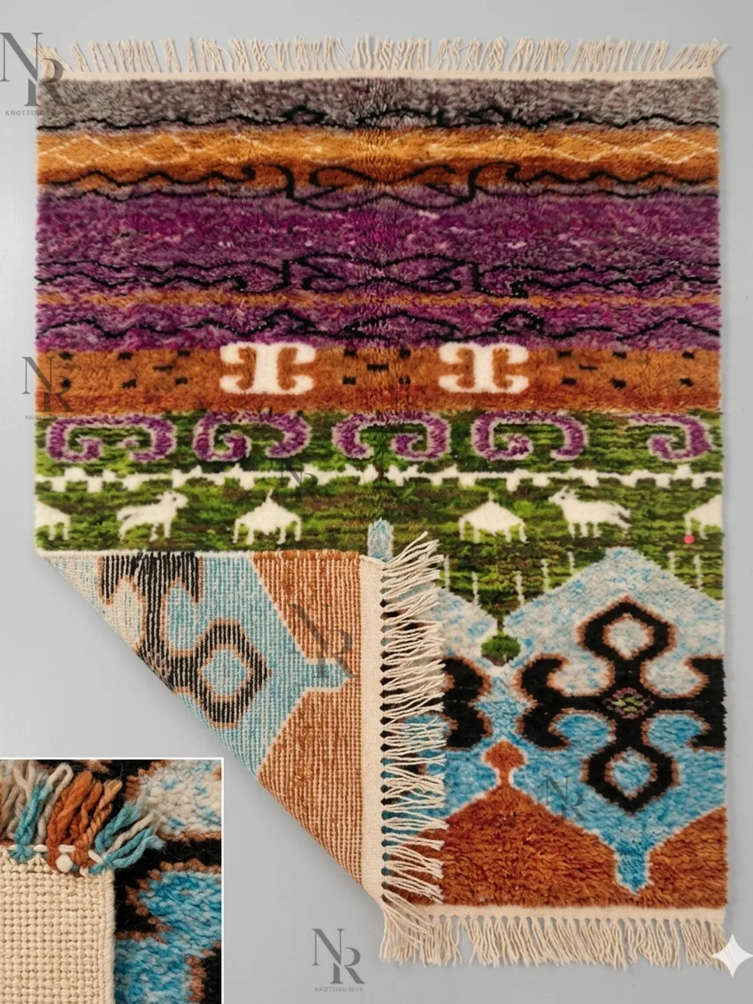 Front And Back Handmade Rug Knotted Handmade Rug