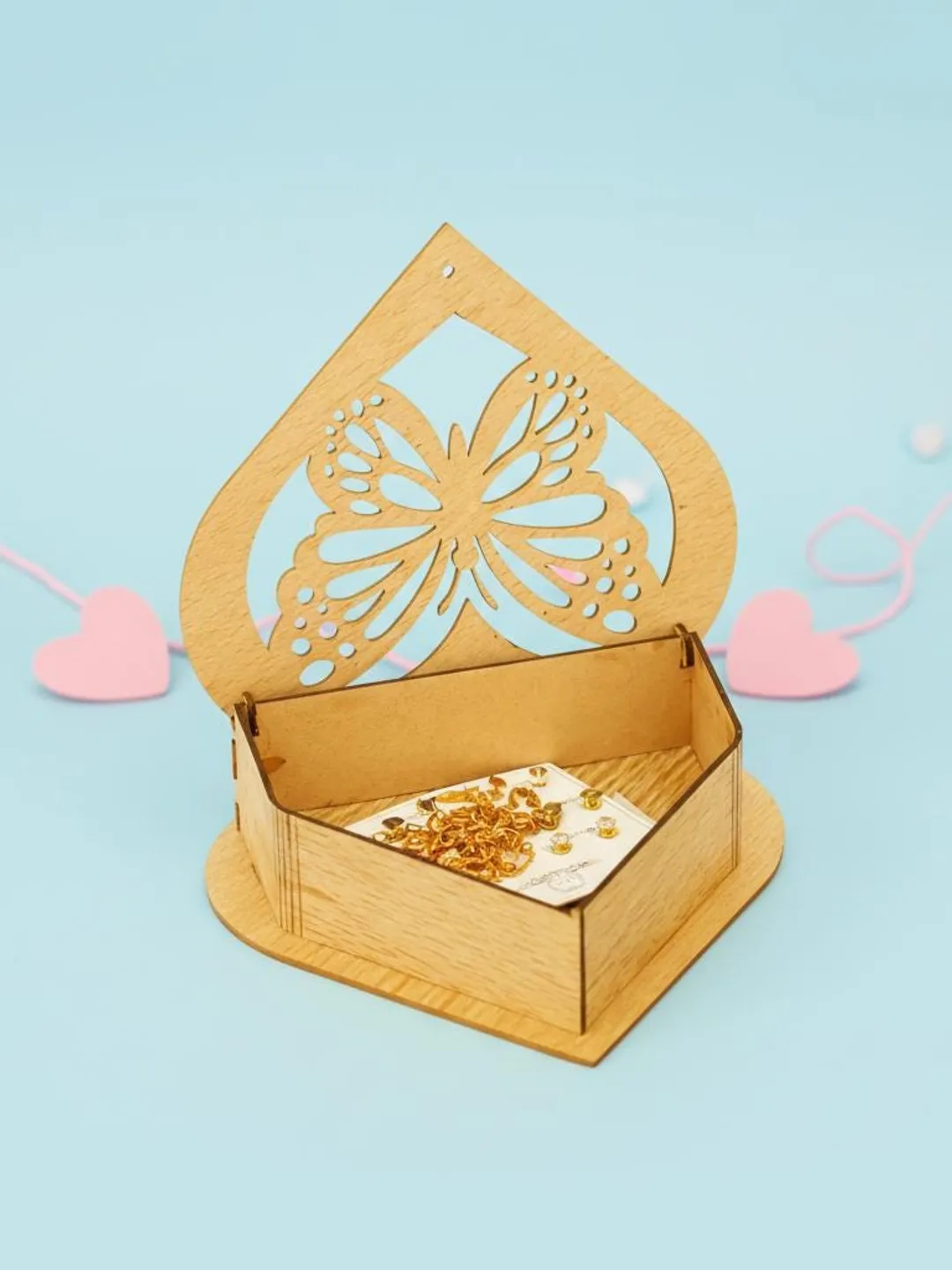 3D Butterfly Heart Box Laser Cut File | Filigree Jewelry Box SVG DXF ...